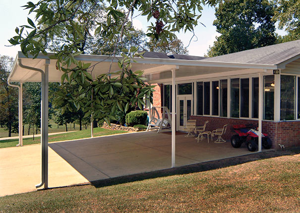 A spacious aluminum deck providing protection from the elements.